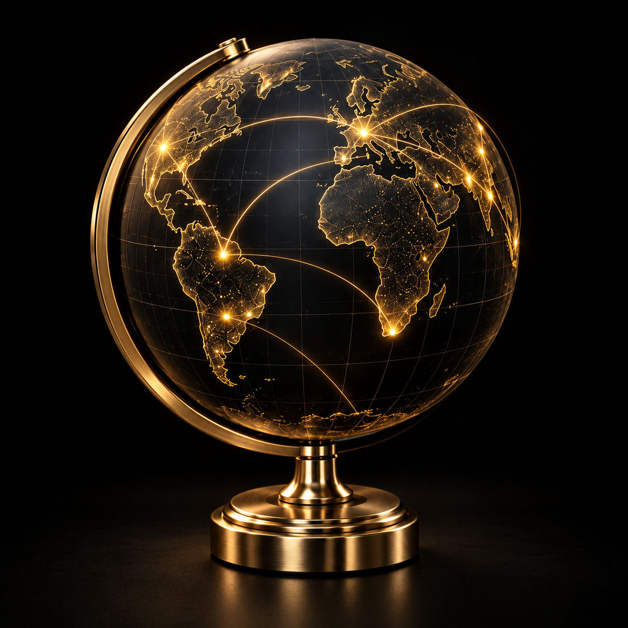 Globo dourado representando a criação de funis em vários idiomas