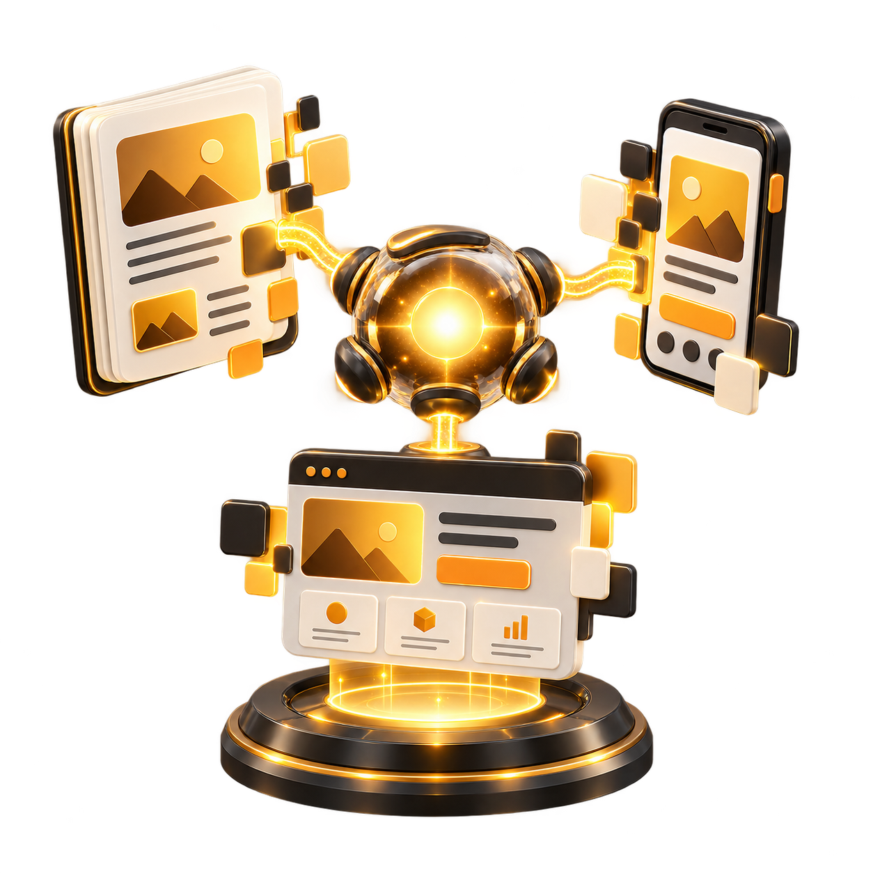 Criação integrada de páginas e produtos digitais